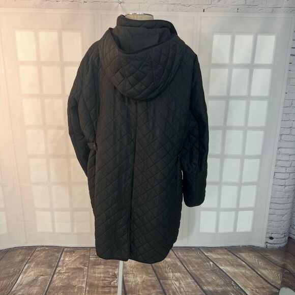 Lauren Ralph Lauren Black Quilted Mid-Length Hooded Puffer Coat Size 1X - Picture 6 of 9